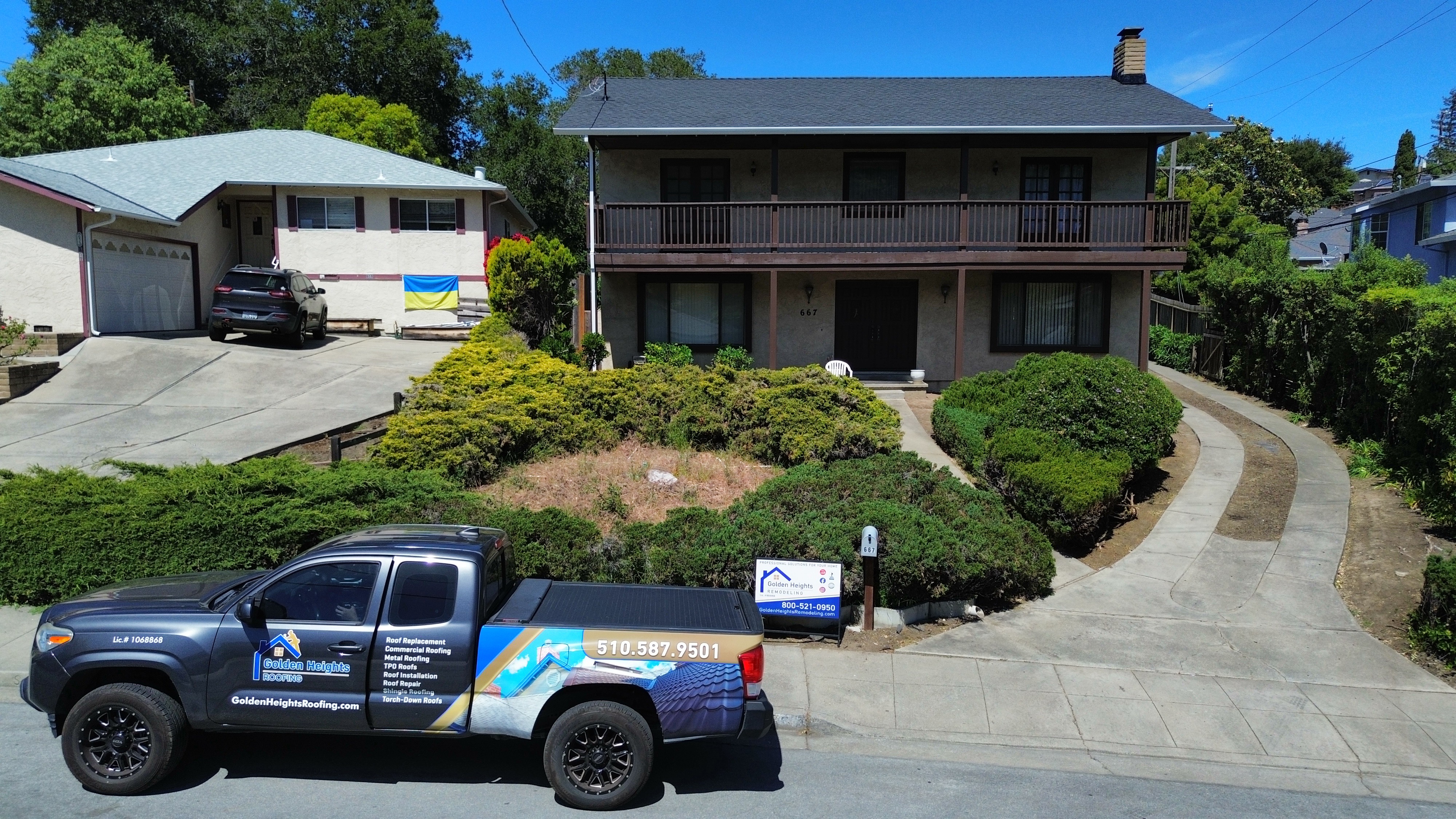 Golden Heights Roofing - Fire-rated roof installation on Napa Valley hillside home